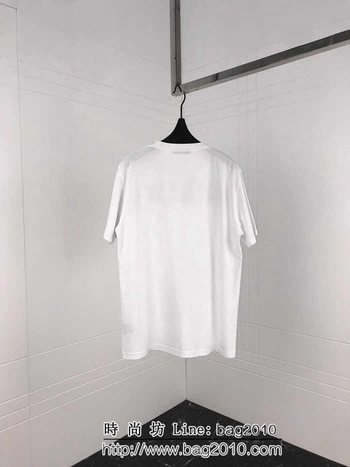 BURBERRY巴寶莉 19ss限量版 kingdom系列 歐洲專櫃同款 白色絲光棉 男款短袖 ydi2180